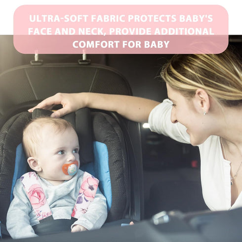 Car Seat Strap Cover for Babies, Soft Car Seat Belt Covers, Mink Car Seat Strap Shoulder Pads Girls, Pink Floral