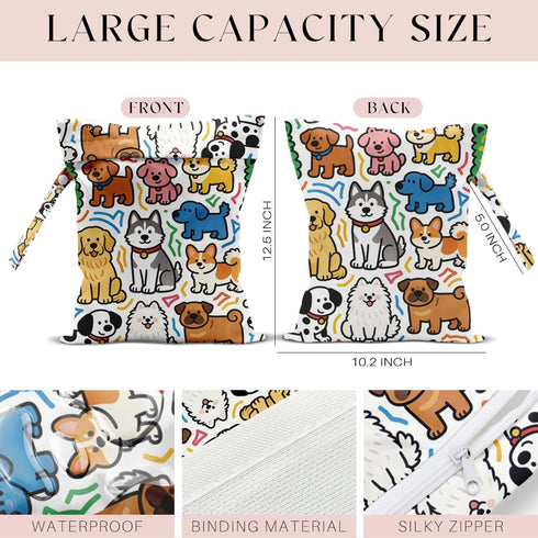 zcyxuuw Wet Bag, Wet Dry Bag, Waterproof Swim Bags, Machine Washable Reusable Bags for, Beach, Pool, Diapers, and Dirty