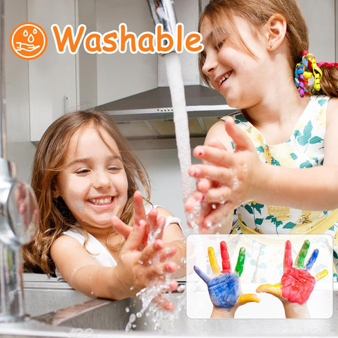 ABEIER Washable Finger Paint for Toddlers, Safe Non-Toxic, 12 Vibrant Colors, Mess Free Art Supplies for Kids