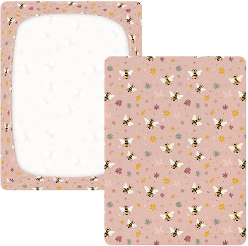 miaozhen 1 Pack 52x28 Cotton Baby Crib Sheets for Boys Girls Soft Stretchy Naughty Lakeshore Bees Fleur Harris Toddler