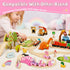 Set Set 2-4, 3 Lehoo Castle Wooden Train for Girls, Unicorn Train for Toddlers Wooden Train Track with Storage Bag