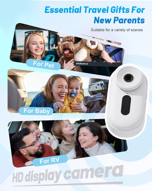 TinyShield 1080P 4X 360 Wireless Baby Car Camera for Newborn Essentials with Auto Night Vision, HD Car Baby Monitor