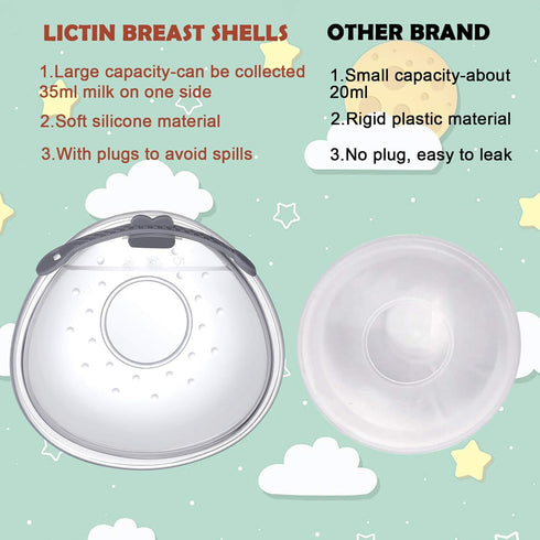Breastfeeding-2 Lictin Breast Shell Breastmilk Collector for Pcs Silicone Breast Pad Nursing Cup Milk Saver for Nursing