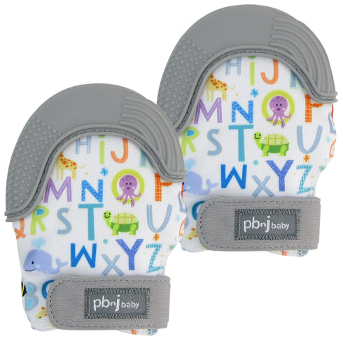 Silicone Infant Teething Mitten Teether Glove Mitt Toy - ABC 2pk
