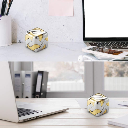 3D Brain Teasers Metal Puzzles Toy, Mind Puzzles for Adults, Smart Gifts for Boys and Girls, Gold and Silver.