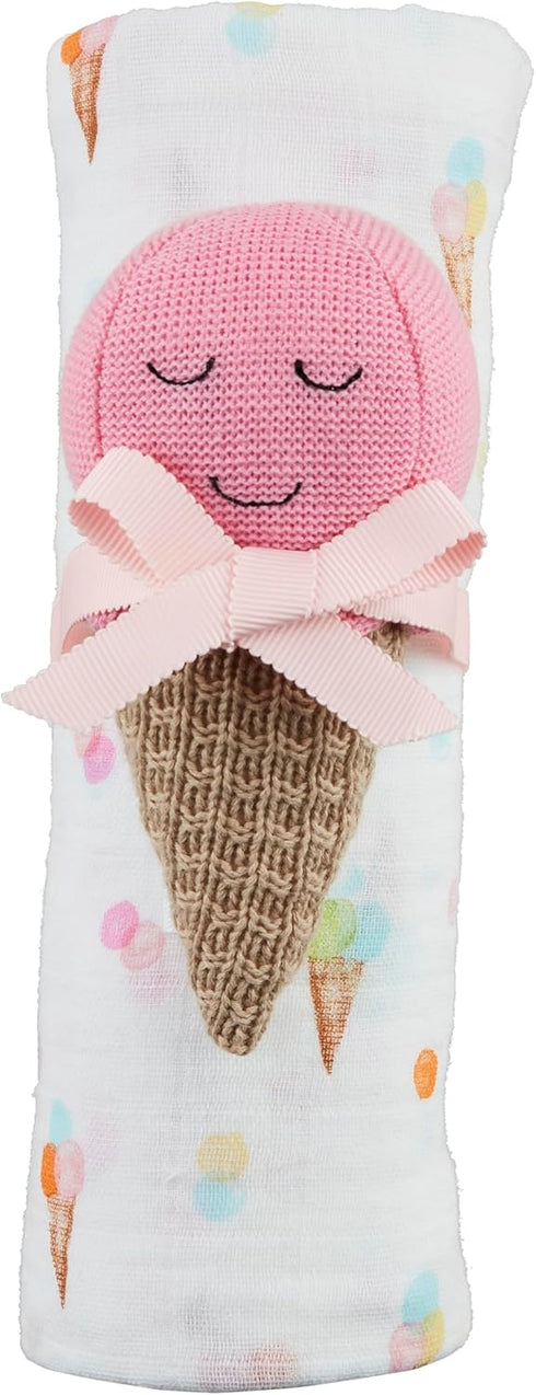 Mud Pie Children's Ice Cream Swaddle and Rattle