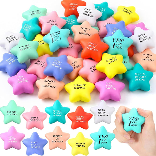 Sotiff 100 Pack Star Stress Balls Bulk for Adults Kids Stress Relief