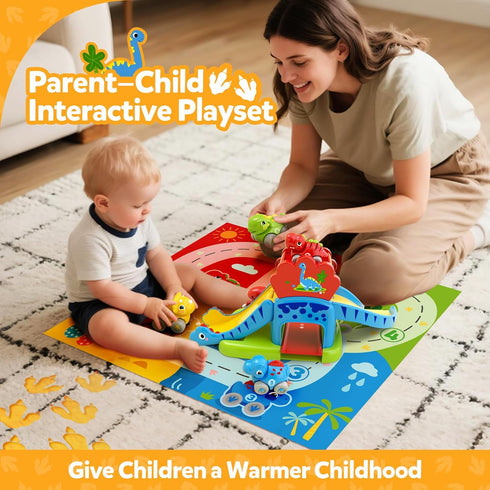 1 2 Set 4 12-18 1st 1-2, Toddler Toys for Year Old Boy Gifts - Educational Dinosaur Slide with Color/Number Push Cars