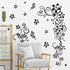 LiveGallery Removable Black Vinyl Flowers Wall Decals, DIY Flower Vines and Butterfly Stickers for Home Decor