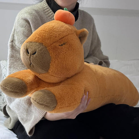 Hofun4U Capybara Plush Pillow, Long Body Stuffed Animal with Persimmon Plush, 47 inch