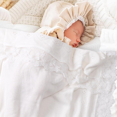 37x42 Booulfi Baby Blanket for Girls Boys Swaddles for Newborns Receiving Blankets Neutral Baptism Christening Knit