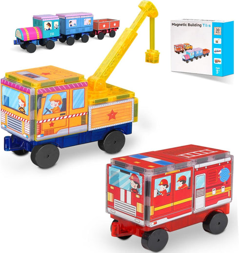 Magnetic Tiles Cars Construction Set Magnet Tiles Bricks Truck Expansion Set Sensory