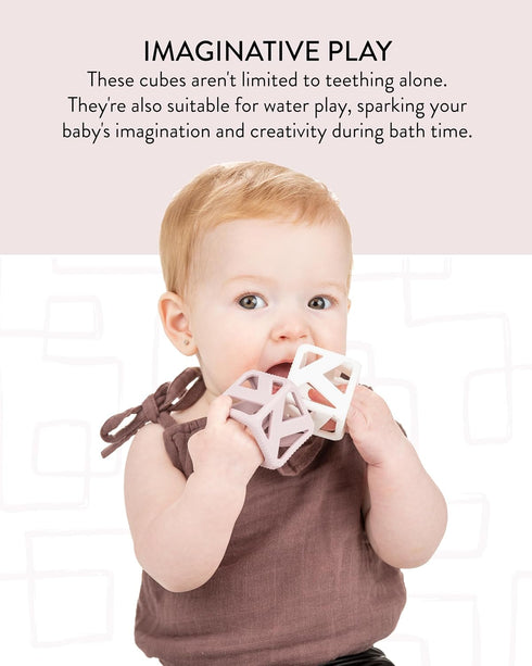 Malarkey Kids Stack N Chew - Mini Cubes Baby Chew Toy Monochrome - Develops Fine Motor Skills, Increases Grip Strength