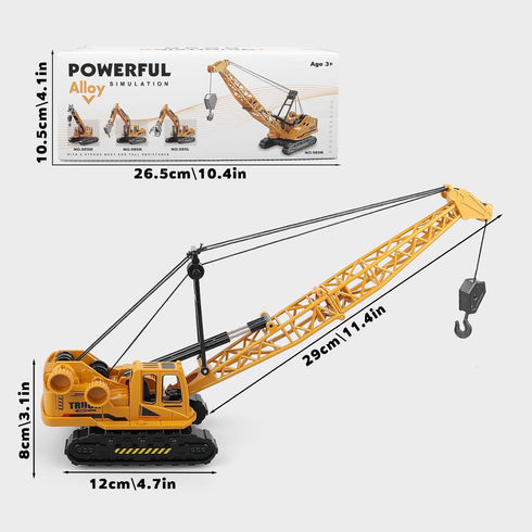3-12 Diecast Crane Truck Toy for Boys Ages Metal Construction Toy Truck with Manual Lifting Arm Heavy Duty Toy Crane