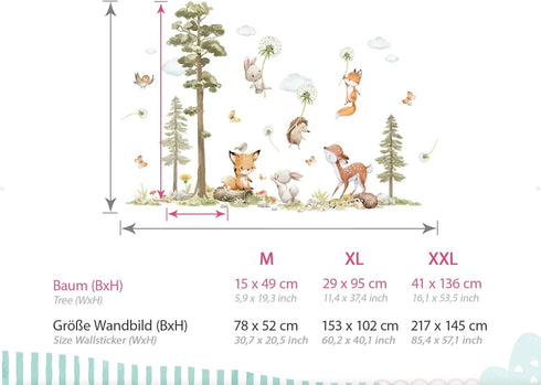 Generic Forest Animals Wall Stickers for Children's Room Woodland Animals Wall Decal for Baby Room Self-Adhesive