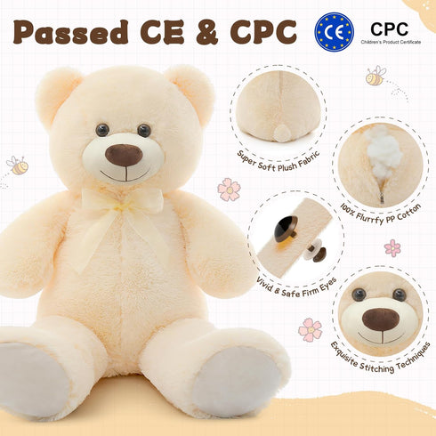 3 36 MorisMos Giant Teddy Bear Stuffed Animal ft, in Large Teddy Bear for Baby Shower Decor, Soft Big Stuffed Animal