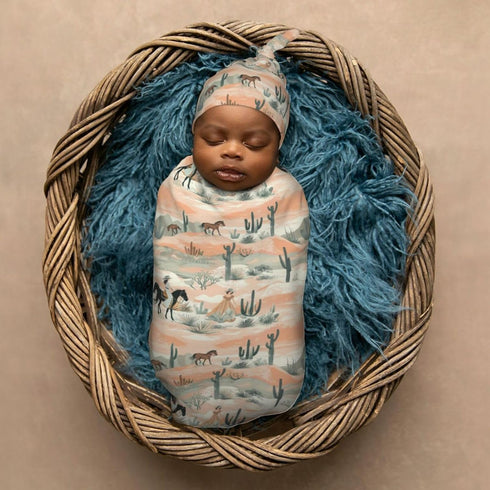 Sets Western Cowgirls and Desert Newborn Swaddle Blankets Hat Soft Baby Receiving Blanket Swaddle Sack for Baby Shower