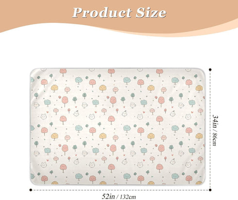 siphylline 52" 34" Cartoon Small Tree Birds Cute White Extra Large Resuable Potty Training Pee Pad Water Resistant