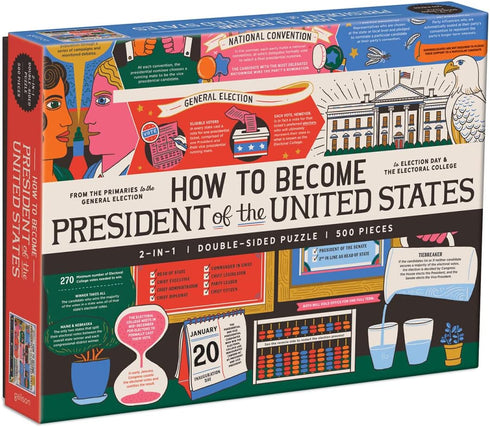 Galison How to Become President of The United States - 500 Piece Double Sided Caitlin Keegan Puzzle