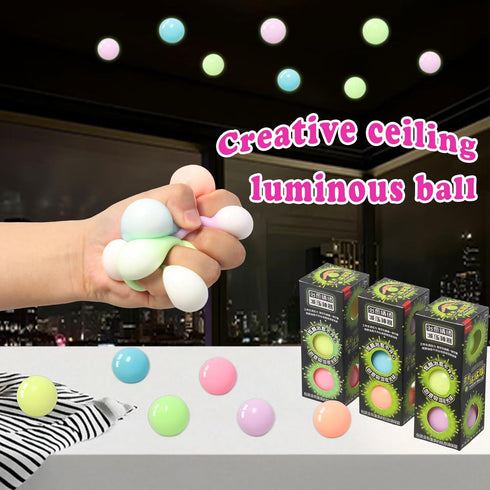 Yidayes 3pcs 2.4in (3pcs-B) Lumi Balls,Dream Balls,Glow in The Dark Sticky Ball that Stick to The Ceiling,Elevated