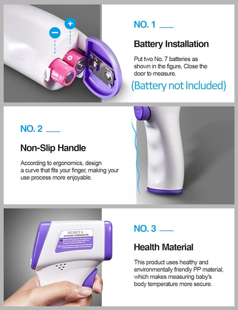 HUHETA Infrared Thermometer for Adults, Non-Contact Forehead Thermometer with Fever Alarm and Memory Function