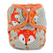 One Size Cloth Diaper Cover Snap with Double Gusset (Dots Fox)