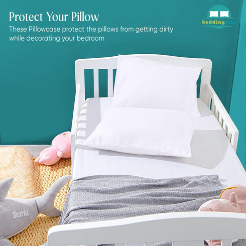 Travel Pillow Case Set of 2, 12x16 Size Envelope Closure Toddler Pillowcase, 600 Thread Count 100% Soft Egyptian Cotton