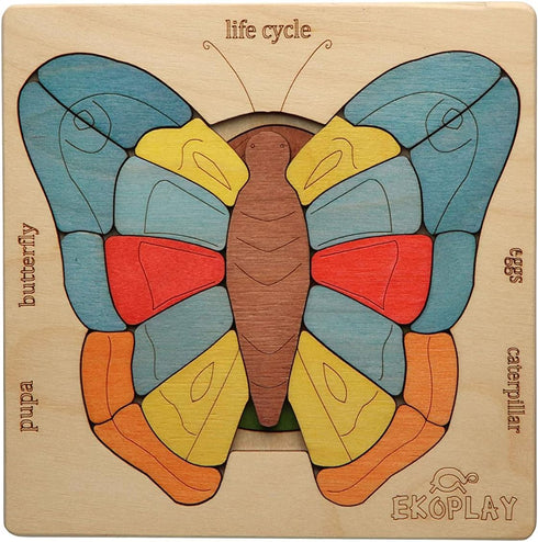 LIFE CYCLE of A BUTTERFLY | 31 Piece Wooden Jigsaw Puzzles for Kids | Educational Gift for Boys & Girls 3+