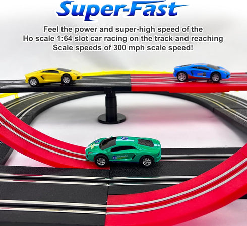 High Speed Series Tram Dual Track Set - 8.2m Electric Track with 3 Vehicles, Toys Gifts for Boys Girls
