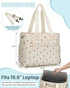 14 Inch Mommy Pritent Large Travel Diaper Bag Tote with Laptop Sleeve, Breast Pump Bag for Mom and Dad, Maternity