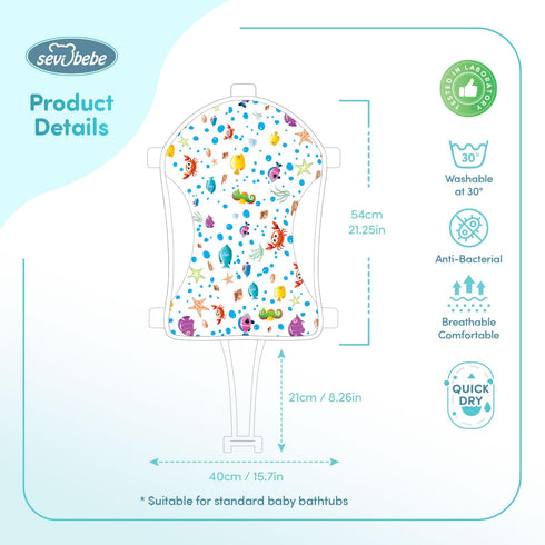 6 Patterned Towel Baby Bath Net - Adjustable, Safe, and Hygienic, Point Safety Feature
