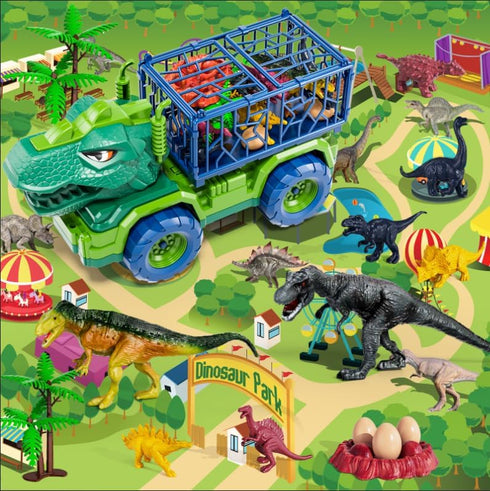 2-4, 3-5 8 2 3 4 5 6 Dinosaur Truck for Kids Dinosaur Action Figure Toys for Toddler with Dinosaur Figures, Play Mat