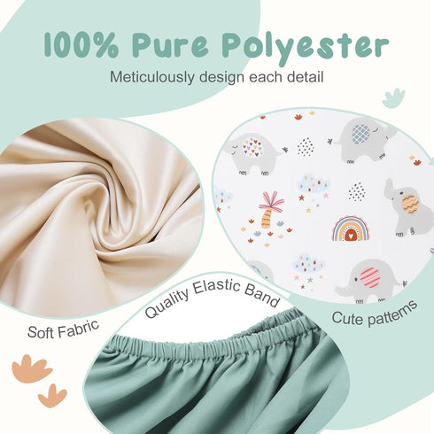 3 Pack Set Stretchy Bassinet Sheets - Universal Fit for Rectangle, Round, Oval, Hourglass Cradles & Moses Baskets