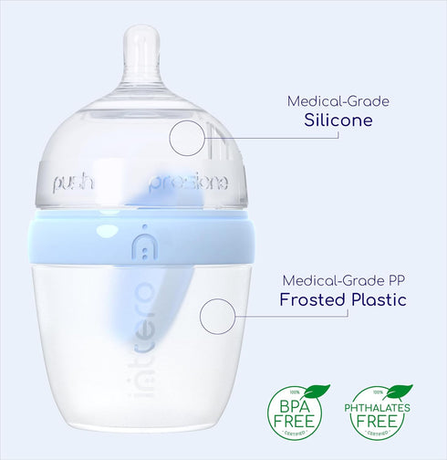 6 Oz (2 Pack), INTTERO Baby Bottles with Built-in Formula Dispenser, Anti-Colic Wide Neck Design for Newborn Feeding