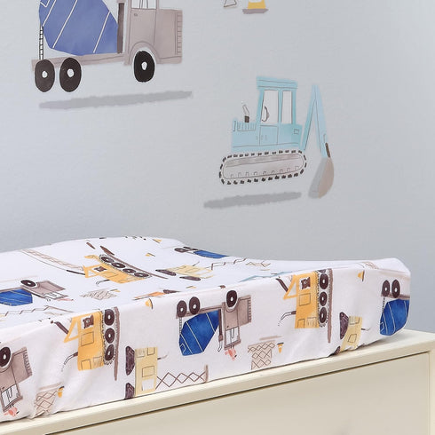 Bedtime Originals Construction Zone Changing Pad Cover, White/Trucks