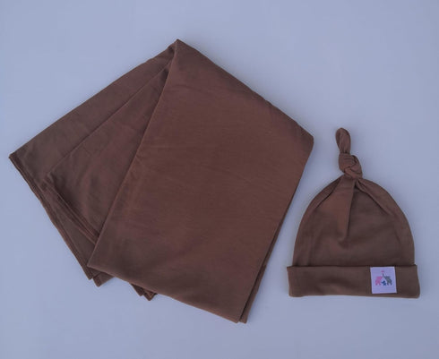 valsonix Swaddle Blanket and Hat Set for Newborn (Coffee)