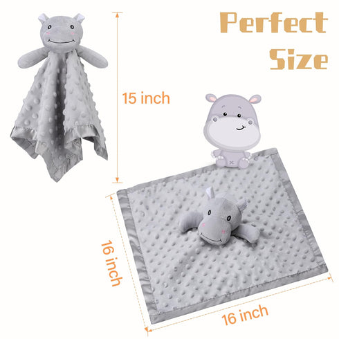 Pro Goleem Hippo Loveys for Babies, Soft Security Blanket Snuggle Toy for Newborn Boys and Girls, 16 Inch