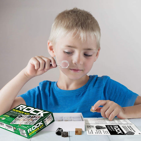 XXTOYS Rock Stone Collection Science Kit, 15pcs Geology Kid Specimens Gift with Magnifier Included