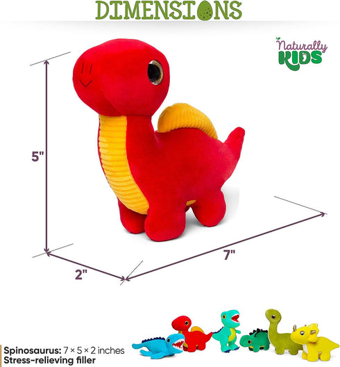 Set 6 Naturally KIDS Stuffed Animal, Toddler Gifts for Boys, Girls, Plush Dinosaur Toys