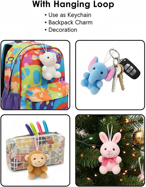 Yaliuliu 24 Pack Mini Stuffed Animals Bulk Tiny Plushies Keychain for Kids, Small Animal Plush Toys for Classroom