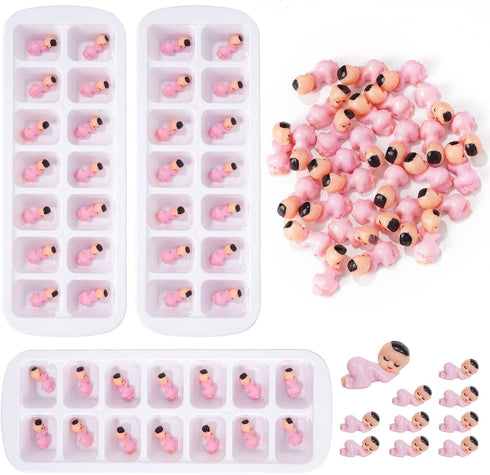 My Water Broke Baby Shower Game with 100 Mini Plastic Babies, 3 Ice Cube Trays, Baby Shower Decorations and Games