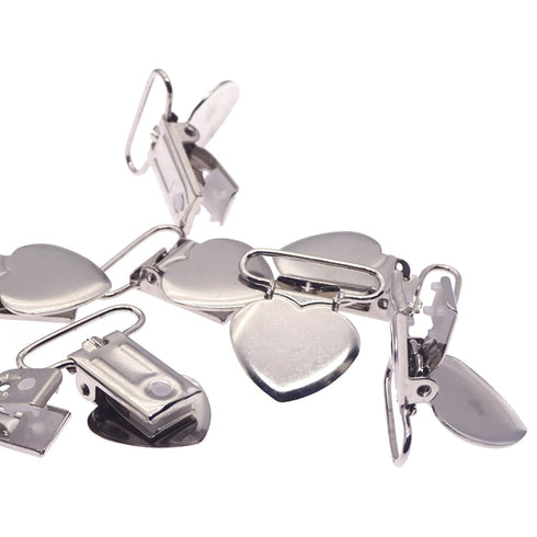 1" (50pcs) Metal Heart Pacifier Suspender Clips,Sutoyuen Pacifier Clips for Making DIY Craft Supplies Pacifier Holders
