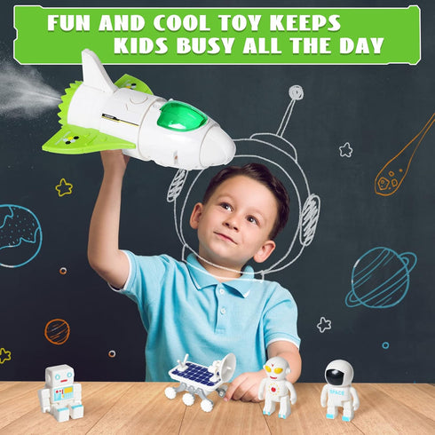 Spaceship Toy for Boys Girls, Space Shuttle with Lights & Sound, 3 Astronauts Figure, Astro Venture Playset