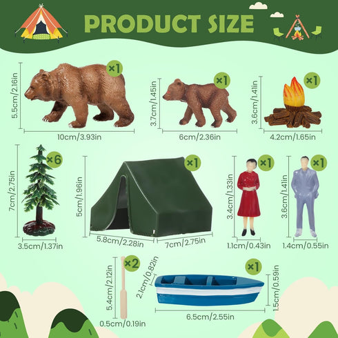 13 RAYNAG Pieces Camping Cake Topper Camping Party Decoration With Tent Bonfire Tree Bear People Boat Camping Cake