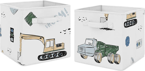 Sweet Jojo Designs Construction Truck Foldable Fabric Storage Cube Bins Boxes Organizer