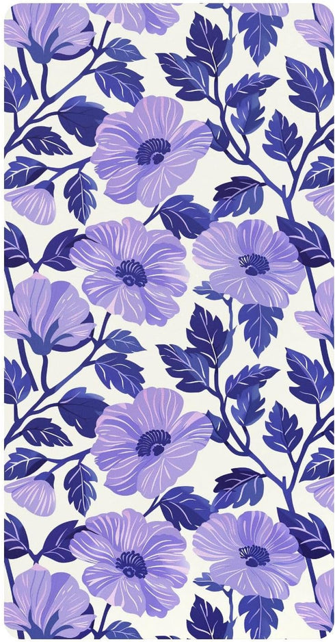 miaozhen Cotton Baby Crib Sheets Soft Comfy Style Chow Chow Floral Print Purple
