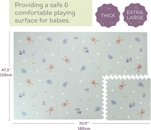Tummy 72x48 Inches Taf Toys Baby Play Mat - Play Pen Time Mat & Crawling Mat Foam Play Mat for Baby with Interlocking