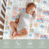 Summer 52x28In 2 Pack Bright Beach Girly Baby Crib Sheets for Girl Tropical Lemon Palm Tree Seashells Soft Snug Fitted