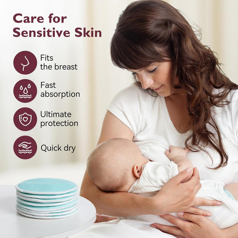 Momcozy 4 14 Pack Reusable Breast Pads, Innovative Use of Absorbent Fabric & Layers of Super Absorbent Core Washable