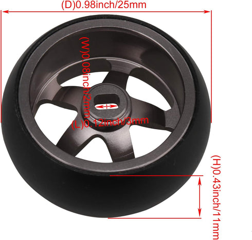 Mxfans RC Car Titanium 5 Spoke Wheel Hub - Tire Replacement for WL 1:28 K969 - Pack of 4